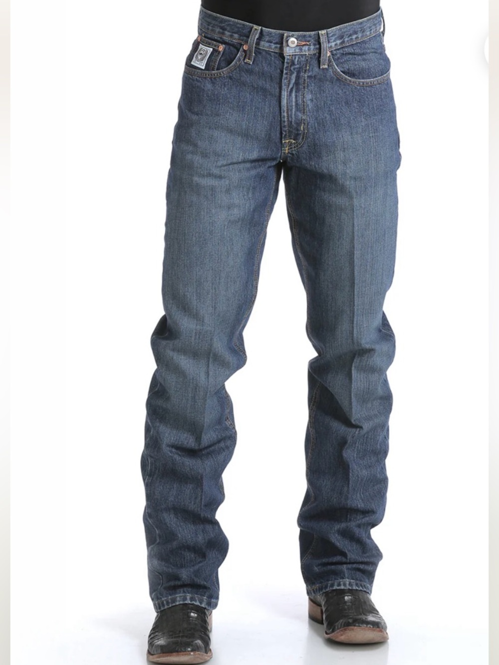 Cinch Men’s White Label Rigid Dark Stone Wash Relaxed Fit Western Jeans 44 X 34